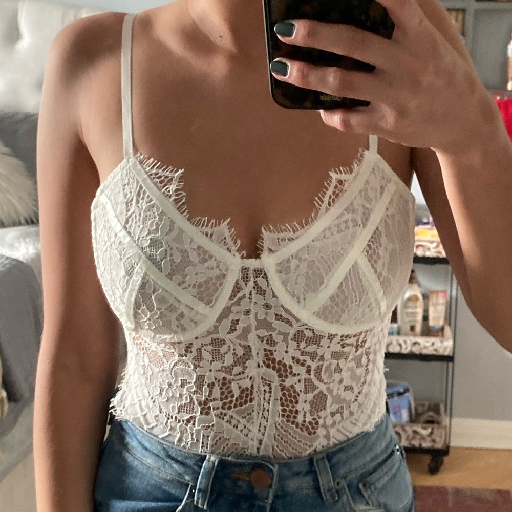 Revolve lace corset bodysuit NWT